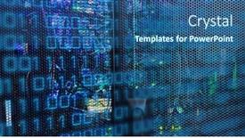  Presentation with servers - PPT theme with image-of-binary-code background and a ocean colored foreground