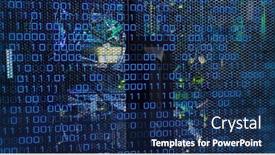 Presentation with servers - Slide deck featuring image-of-binary-code background and a navy blue colored foreground