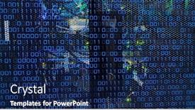  Presentation with servers - Presentation design enhanced with image-of-binary-code background and a navy blue colored foreground