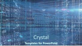  Presentation with blue squares - Theme featuring image-of-binary-coding-data background and a ocean colored foreground