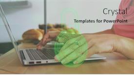  Presentation with biometric security - Slide set having image-of-biometric-fingerprint-padlock background and a light gray colored foreground