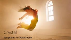  Presentation with movement - Presentation theme consisting of image-of-biracial-female-modern background and a  colored foreground