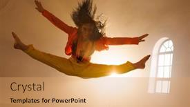  Presentation with movement - Presentation design with image-of-biracial-female-modern background and a  colored foreground