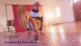  Presentation with hip hop - PPT layouts enhanced with image-of-biracial-male-hip background and a coral colored foreground