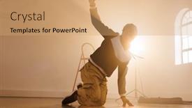  Presentation with hip hop - PPT layouts enhanced with image-of-biracial-male-hip background and a coral colored foreground