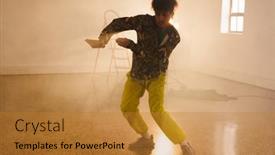  Presentation with movement - Presentation theme with image-of-biracial-male-modern background and a gold colored foreground