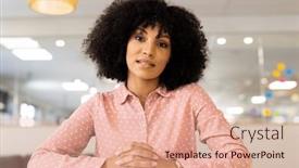  Presentation with business communication - Slides having image-of-biracial-woman-having background and a coral colored foreground