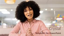  Presentation with business communication - Presentation theme featuring image-of-biracial-woman-having background and a coral colored foreground