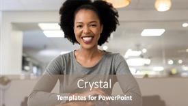  Presentation with business communication - Theme enhanced with image-of-biracial-woman-having background and a coral colored foreground