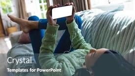  Presentation with space time - Presentation theme enhanced with image-of-biracial-woman-using background and a ocean colored foreground