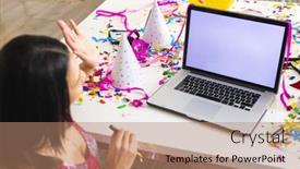  Presentation with space time - Presentation theme with image-of-biracial-woman-using background and a coral colored foreground