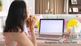  Presentation with space time - Theme consisting of image-of-biracial-woman-using background and a coral colored foreground