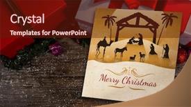  Presentation with frost border on ice christmas - PPT theme with image of border against christmas background and a tawny brown colored foreground