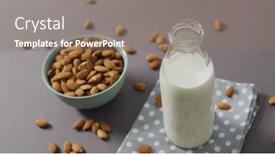  Presentation with almonds - Presentation theme with image-of-bottle-of-milk background and a coral colored foreground
