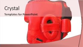  Presentation with boxing - Slide deck having image of boxing helmet background and a coral colored foreground