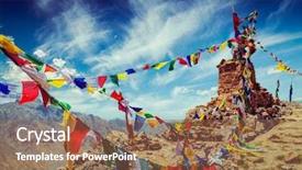  Presentation with prayer image - Audience pleasing PPT layouts consisting of image of buddhist prayer flag backdrop and a coral colored foreground