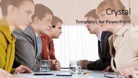  Presentation with conflict workplace - Amazing theme having image of business conflict backdrop and a coral colored foreground
