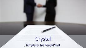  Presentation with contract - Colorful presentation design enhanced with image of business contract backdrop and a sky blue colored foreground