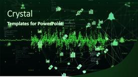  Presentation with data processing - Presentation theme consisting of image-of-business-icons-over background and a forest green colored foreground