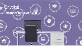  Presentation with interface - Slides with image-of-business-icons-over background and a coral colored foreground