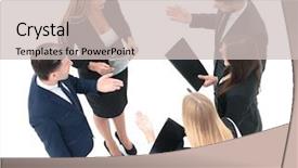 Presentation with partners - PPT layouts with image of business partners discussing background and a  colored foreground