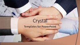  Presentation with partners - PPT layouts consisting of image of business partners hands background and a coral colored foreground