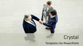  Presentation with partners - PPT layouts consisting of image of business partners handshaking background and a light gray colored foreground