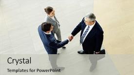  Presentation with partners - Cool new presentation theme with image of business partners handshaking backdrop and a light gray colored foreground