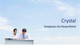  Presentation with partners - Amazing theme having image of business partners sitting backdrop and a sky blue colored foreground