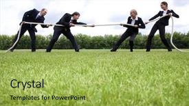  Presentation with stadium - PPT theme with image of business people standing background and a yellow colored foreground