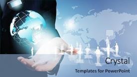  Presentation with holding hands - Slide set consisting of image of business person holding background and a light blue colored foreground