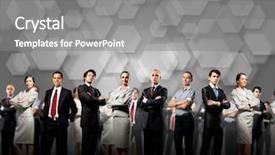  Presentation with interaction - Slide deck with image of business team standing background and a gray colored foreground