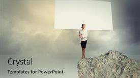  Presentation with hill - PPT theme enhanced with image of business woman standing background and a  colored foreground