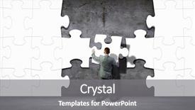  Presentation with website building 3d crossword puzzle cubes - Cool new presentation design with image of businessman compiling macro backdrop and a gray colored foreground