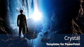  Presentation with outer space - PPT theme with image-of-businessman-facing-outer and a ocean colored foreground