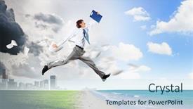  Presentation with microwave imaging image of modern - Amazing slides having image of businessman running away backdrop and a sky blue colored foreground