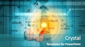  Presentation with alert - PPT layouts enhanced with image of businessman touching virus background and a teal colored foreground