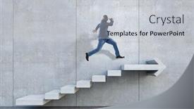  Presentation with upstairs - Slide set with image-of-businessman-walking-upstairs background and a light gray colored foreground