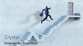  Presentation with upstairs - Presentation theme with image-of-businessman-walking-upstairs background and a light blue colored foreground