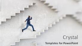  Presentation with upstairs - Colorful presentation enhanced with image-of-businessman-walking-upstairs backdrop and a light gray colored foreground