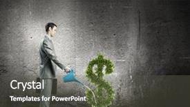  Presentation with money tree - Amazing PPT theme having image of businessman watering money backdrop and a dark gray colored foreground