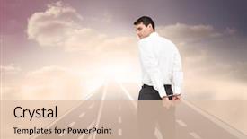  Presentation with composite - Amazing presentation design having image of businessman wearing handcuff backdrop and a  colored foreground