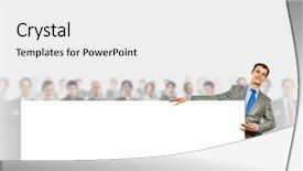  Presentation with businessman standing on mountain top - PPT theme having image of businessman with blank background and a  colored foreground