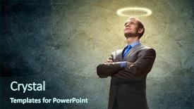  Presentation with head and neck anatomy - Slide deck featuring image of businessman with halo background and a tawny brown colored foreground