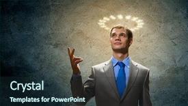  Presentation with head - Colorful PPT theme enhanced with image of businessman with halo backdrop and a wine colored foreground