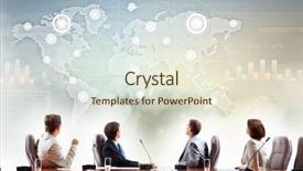  Presentation with virtual - Cool new slide set with image of businesspeople at presentation looking at virtual project backdrop and a lemonade colored foreground