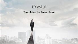  Presentation with risk - Slide set consisting of image-of-businesswoman-balancing background and a light gray colored foreground