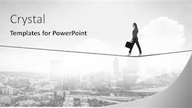  Presentation with risk - Slide set with image-of-businesswoman-balancing background and a white colored foreground