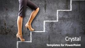  Presentation with businessman climbing the career ladder - Beautiful slide set featuring image of businesswoman climbing career backdrop and a gray colored foreground