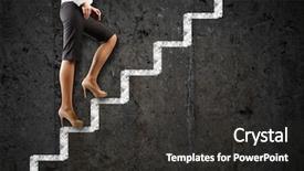  Presentation with corporate ladder - Presentation design with image of businesswoman climbing career background and a  colored foreground